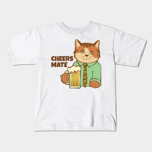 Cheers Mate Cat and Beer Kids T-Shirt